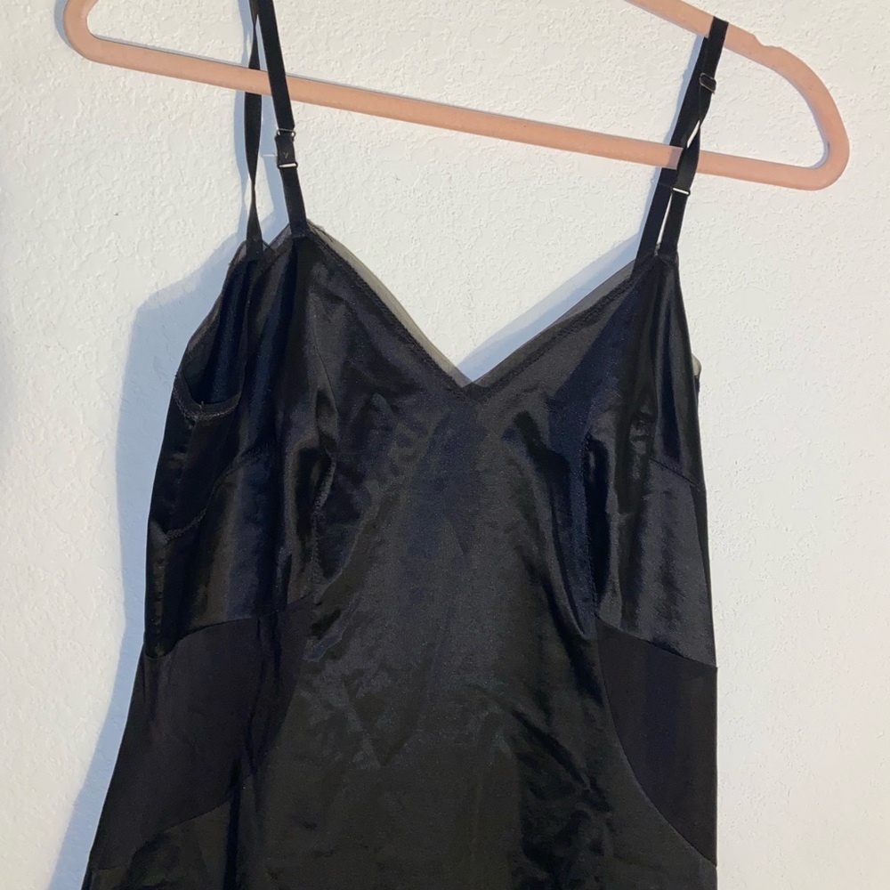 Vintage Vanity Fair Mesh Trim Black Bias Midi Coquette Fairy Slip Dress/Gown 8 - Picture 4 of 14